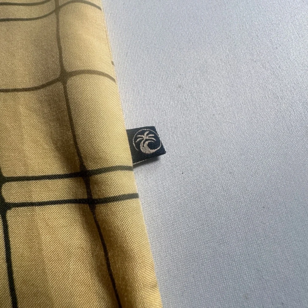 Y2K‎ Ocean Pacific Hawaiian Shirt Mens Large Yellow Rayon Floral Plaid Surf Camp